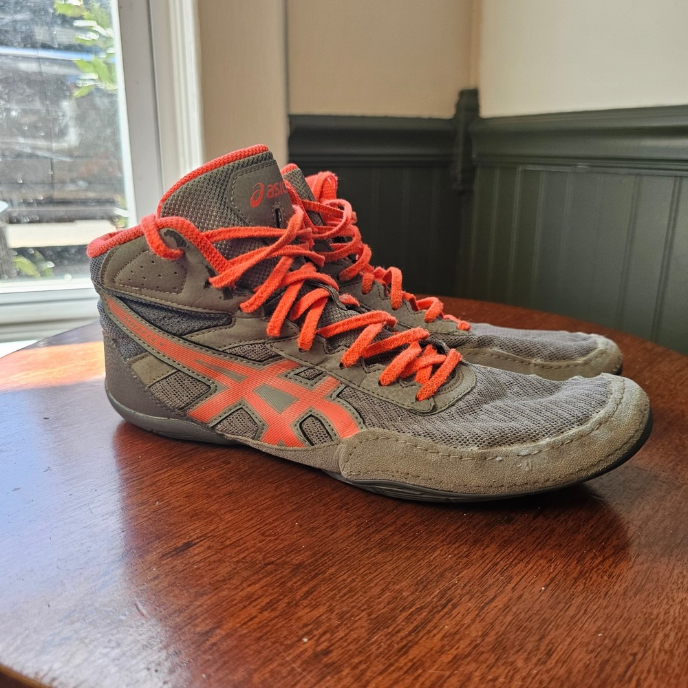 Asics Matcontrol Wrestling Shoes Mens 9.5 Grey Flash Coral 1081A021